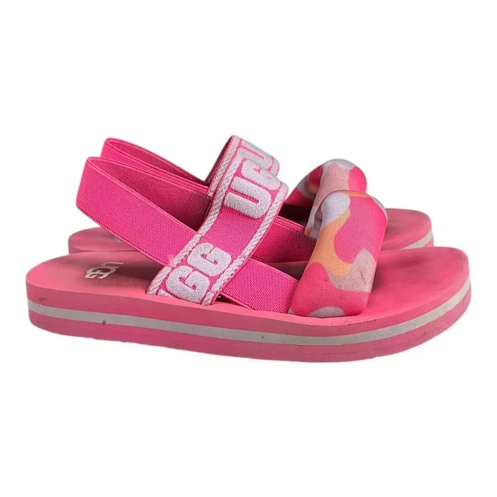 UGG Kids Zuma Sling Sandals Size 13K Pink Camo Pop Excellent Condition Summer